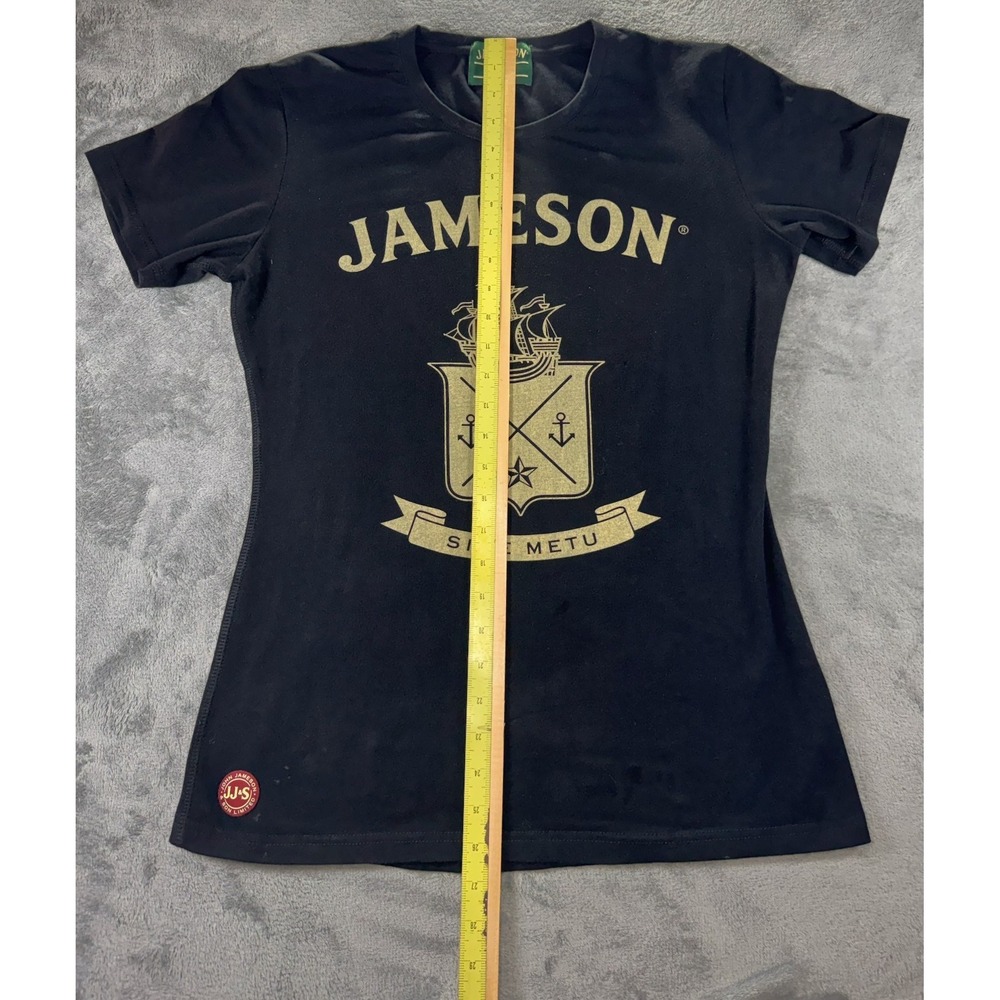 Jameson Irish Whiskey Crest Sine Metu T-Shirt Black Gold Womens Large L - Picture 3 of 12